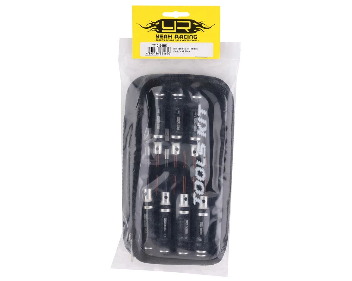 YEAH RACING Aluminum Mini Wrench Tool Set W/Tool Bag (Black) (7) 2 YEAH RACING Aluminum Mini Wrench Tool Set W/Tool Bag (Black) (7) - Image 2